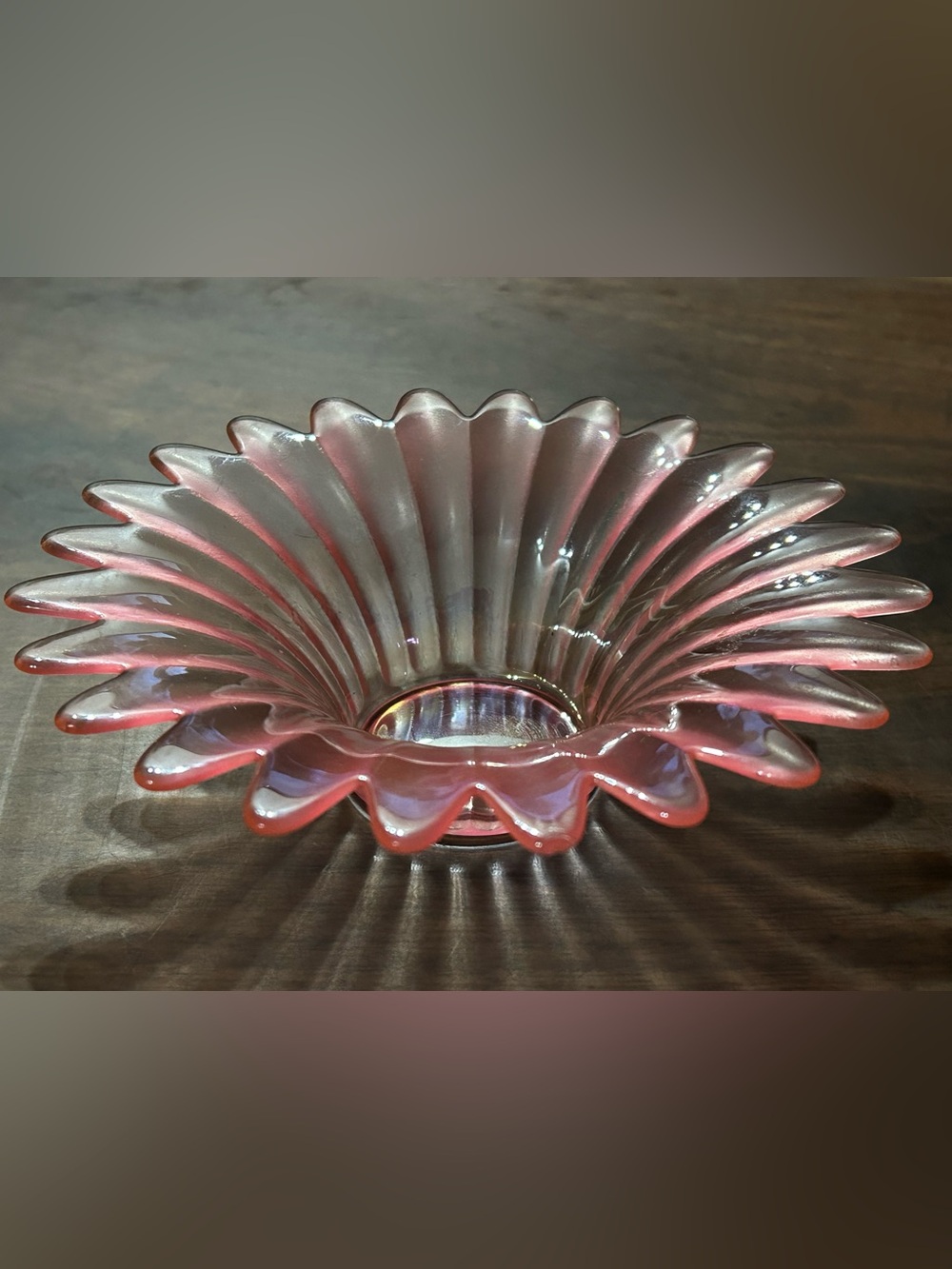 Pink Iridescent Glass Decorative Bowl